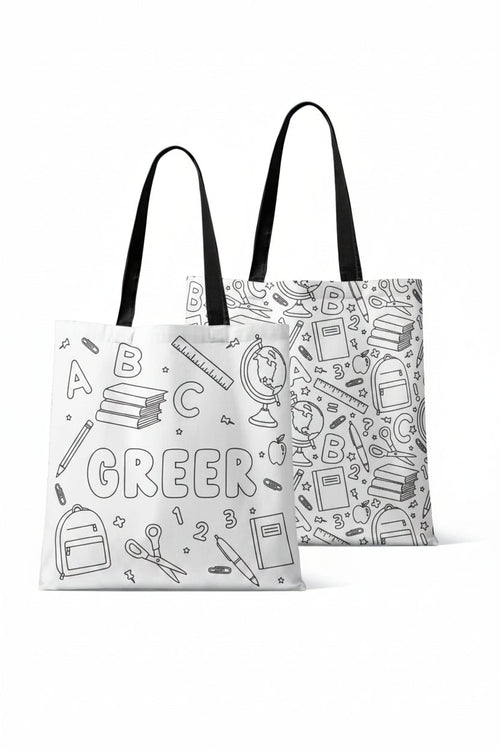 Colorable Personalized Tote Bags | School Days