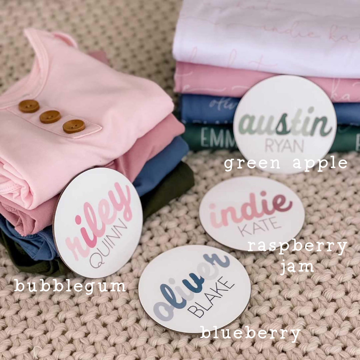 Personalized Colorful Script Baby Name Announcement