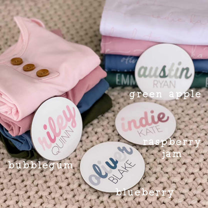 Personalized Colorful Script Baby Name Announcement