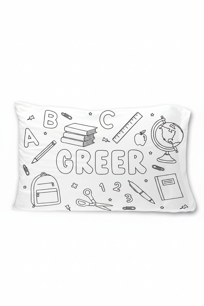 Colorable Personalized Pillowcase | School Days