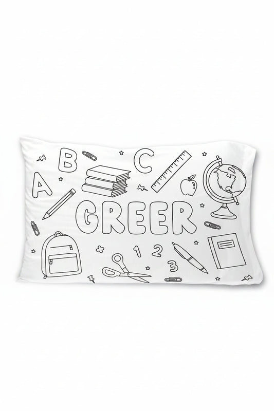 Colorable Personalized Pillowcase | School Days