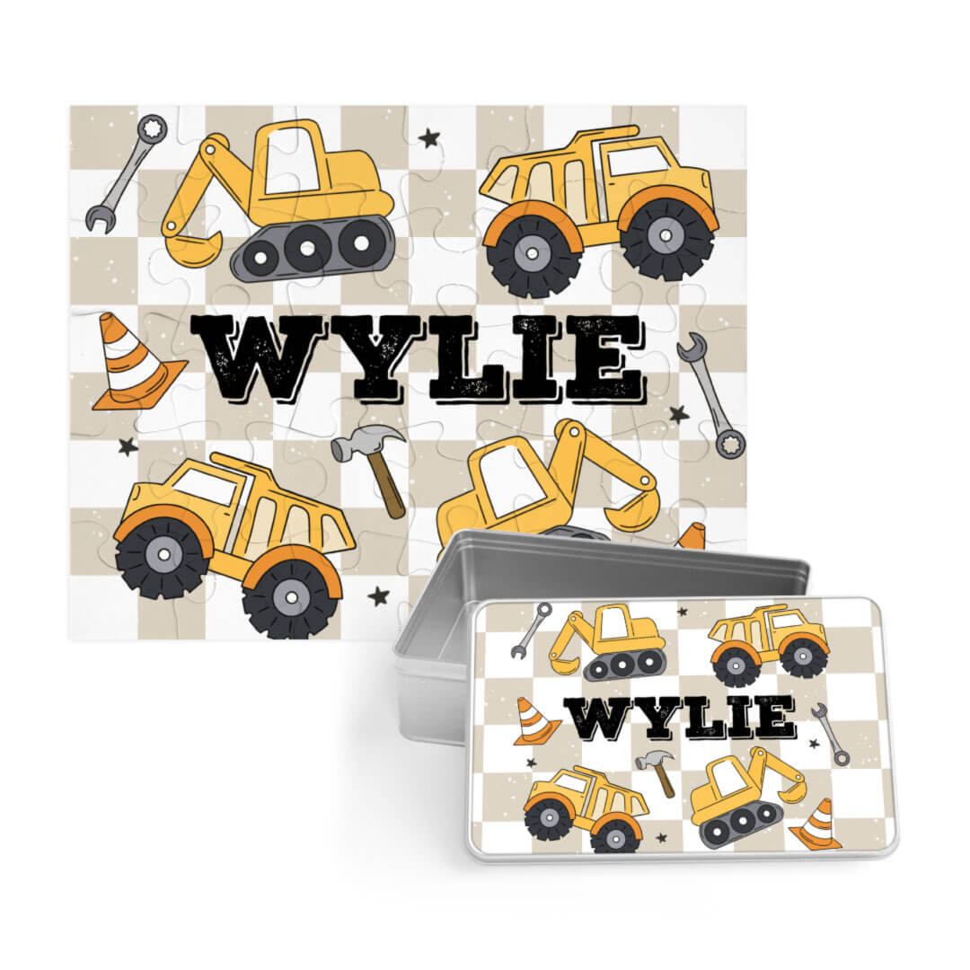Kids Personalized 30 Piece Puzzle | Under Construction
