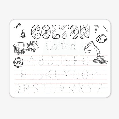 Kids Personalized Whiteboard | Construction Zone
