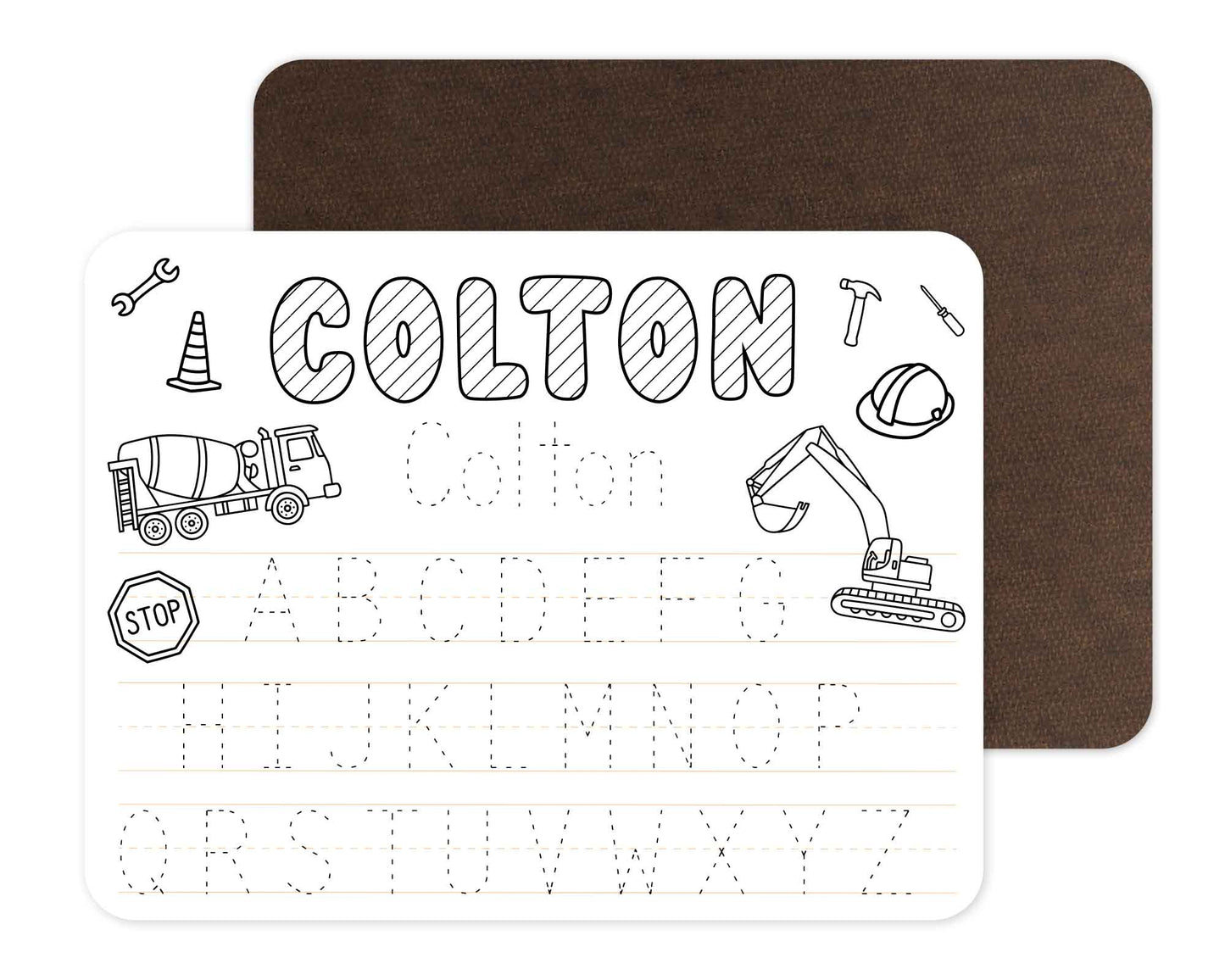 Kids Personalized Whiteboard | Construction Zone