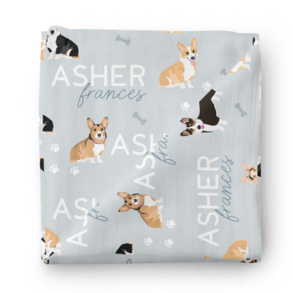 Personalized Baby Name Swaddle Blanket | Dog Breeds
