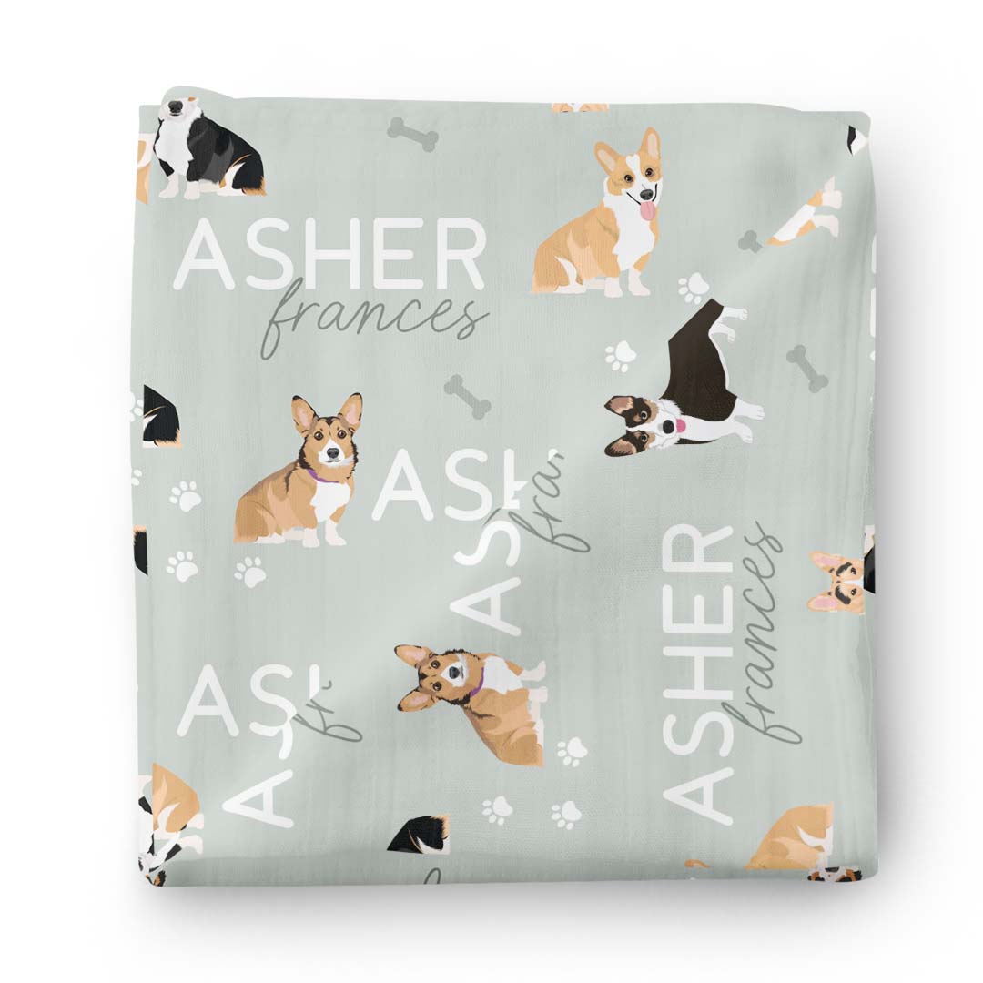 Personalized Baby Name Swaddle Blanket | Dog Breeds