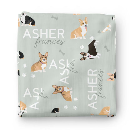 Personalized Baby Name Swaddle Blanket | Dog Breeds