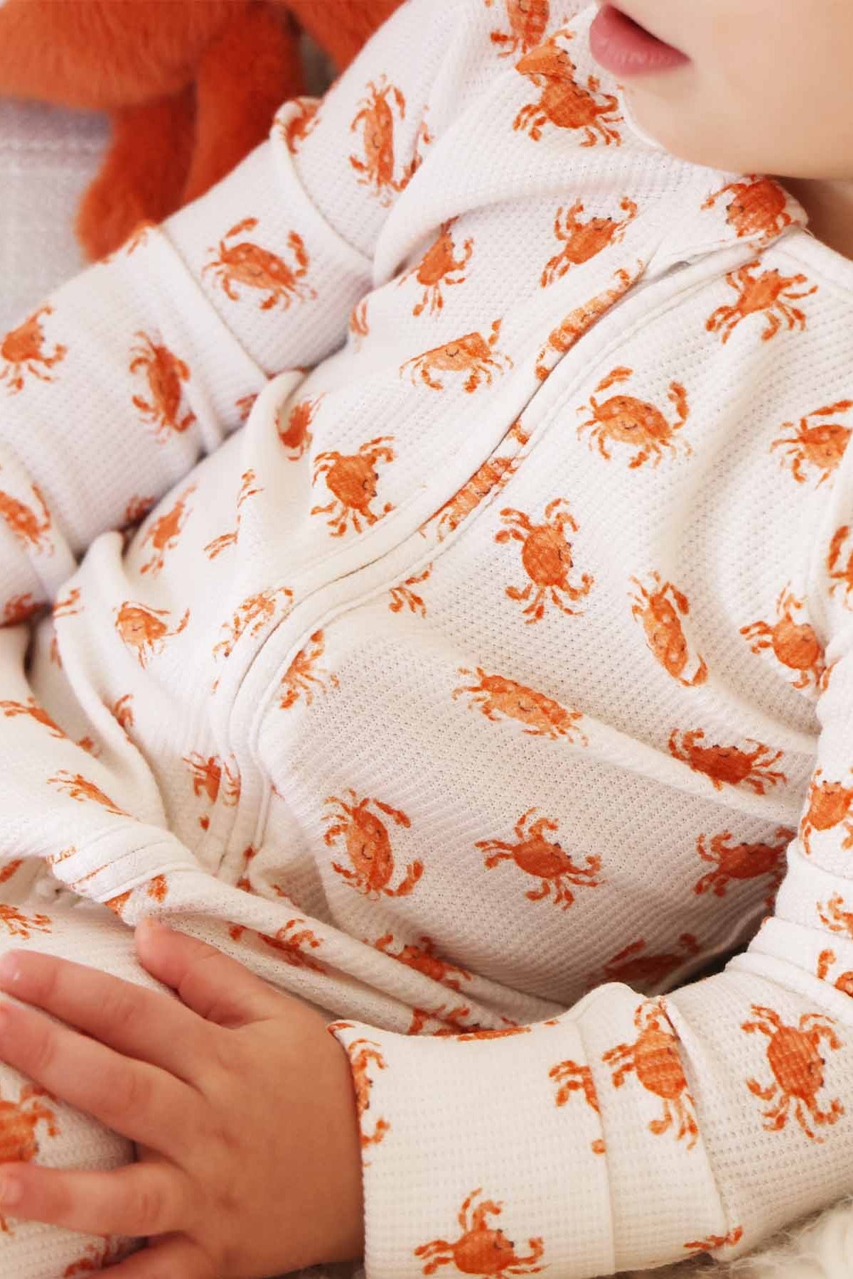 Cutie Crabs Bamboo Waffle Convertible Zip Romper