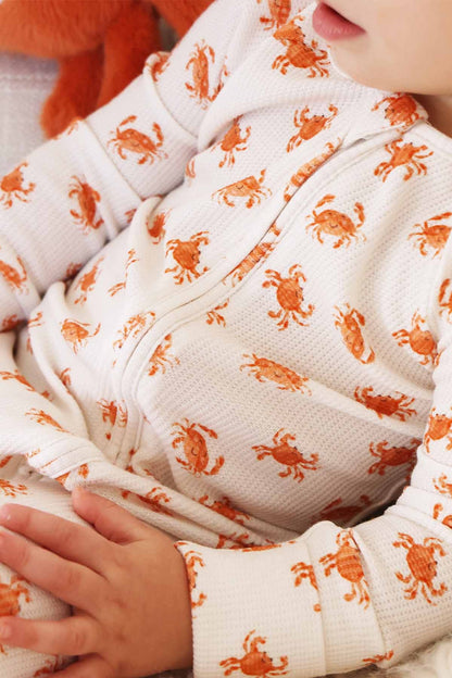 Cutie Crabs Bamboo Waffle Convertible Zip Romper