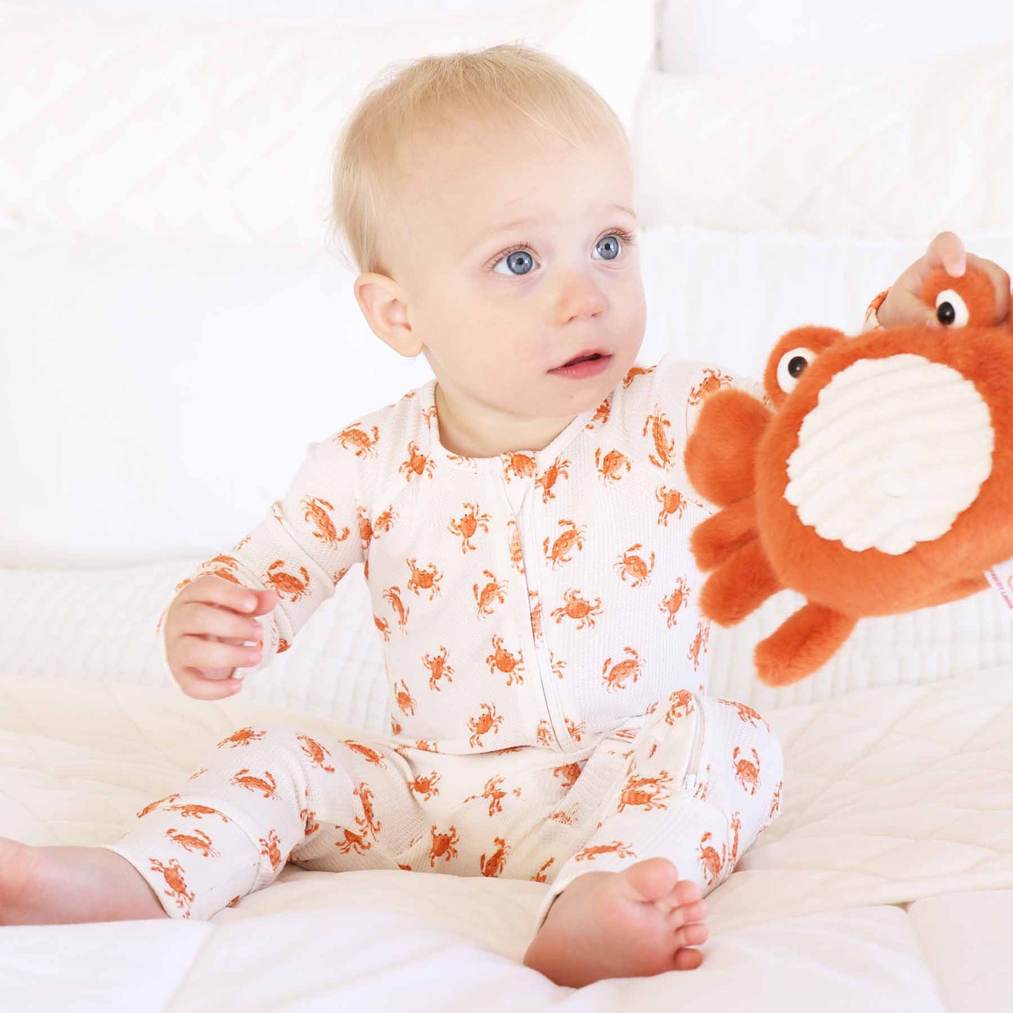 Cutie Crabs Bamboo Waffle Convertible Zip Romper