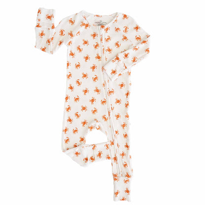 Cutie Crabs Bamboo Waffle Convertible Zip Romper