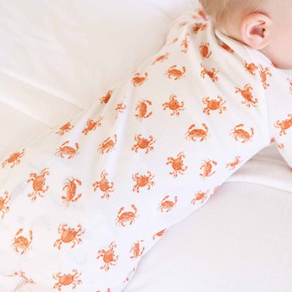 Cutie Crabs Bamboo Waffle Convertible Zip Romper