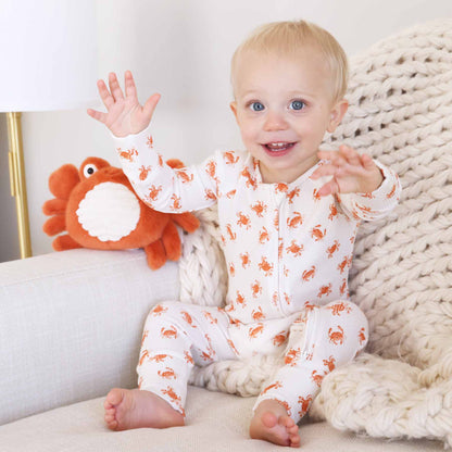 Cutie Crabs Bamboo Waffle Convertible Zip Romper