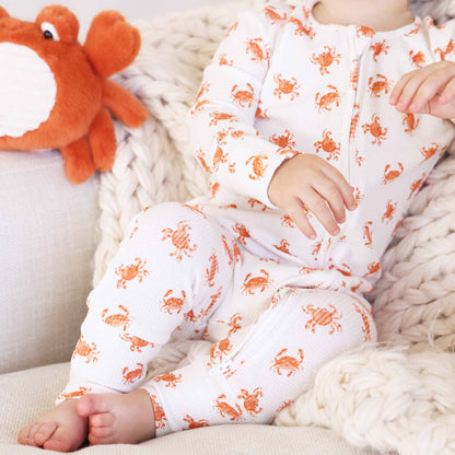 Cutie Crabs Bamboo Waffle Convertible Zip Romper