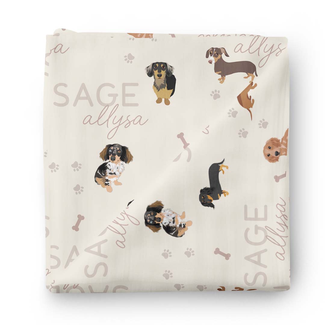Personalized Baby Name Swaddle Blanket | Dog Breeds