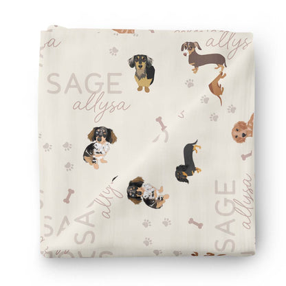 Personalized Baby Name Swaddle Blanket | Dog Breeds