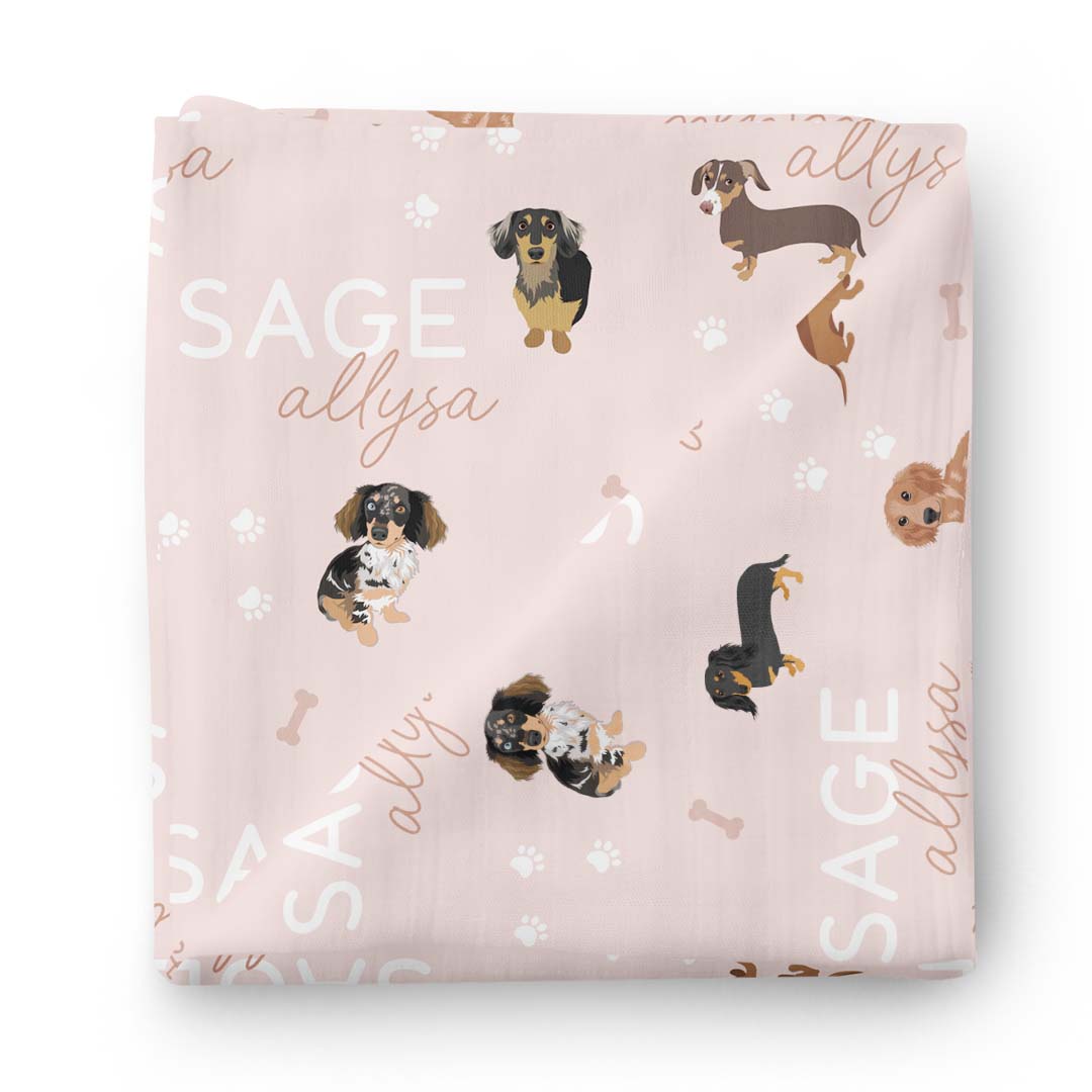 Personalized Baby Name Swaddle Blanket | Dog Breeds