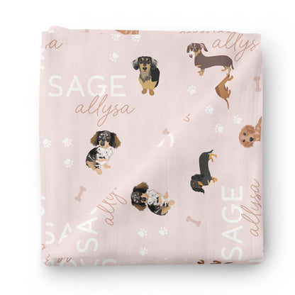 Personalized Baby Name Swaddle Blanket | Dog Breeds