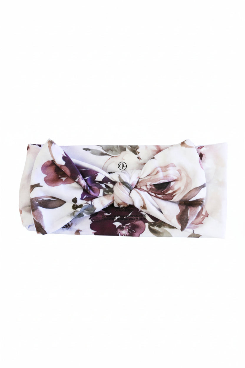 Demi's Dusty Purple Floral Large Bow Headwrap