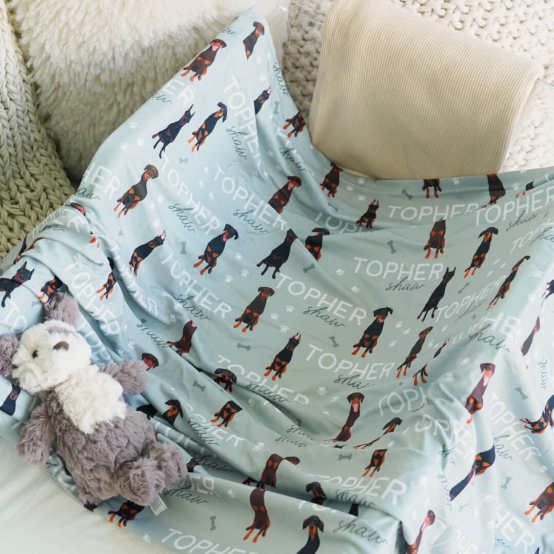 Personalized Baby Name Swaddle Blanket | Dog Breeds