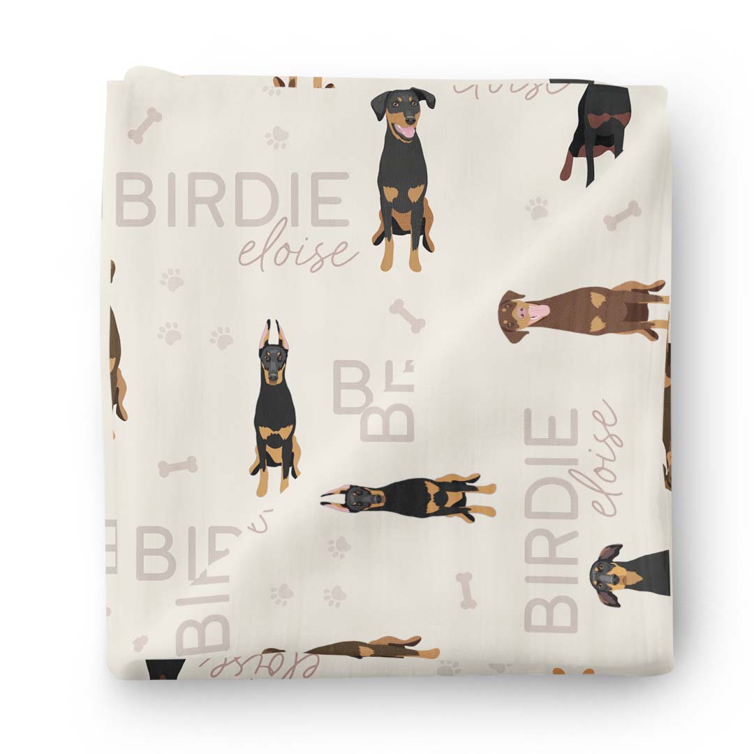 Personalized Baby Name Swaddle Blanket | Dog Breeds