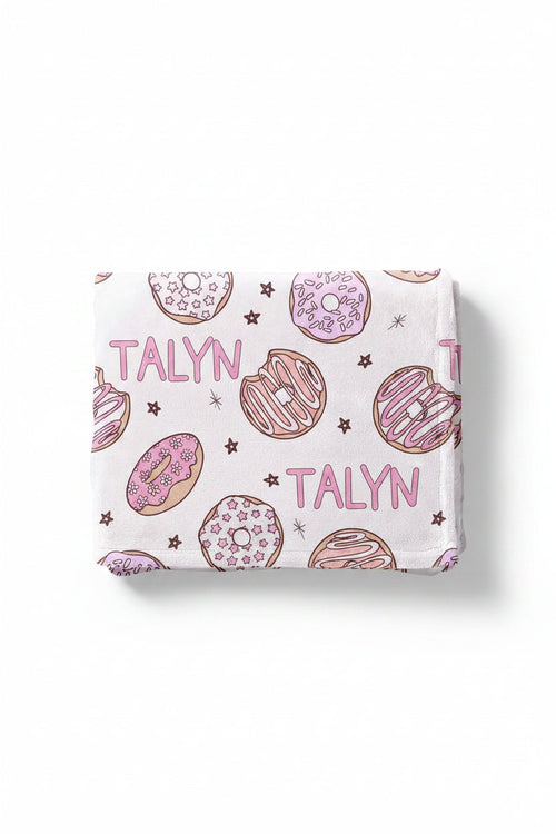Donut Shop Personalized Kids Blanket | Pink