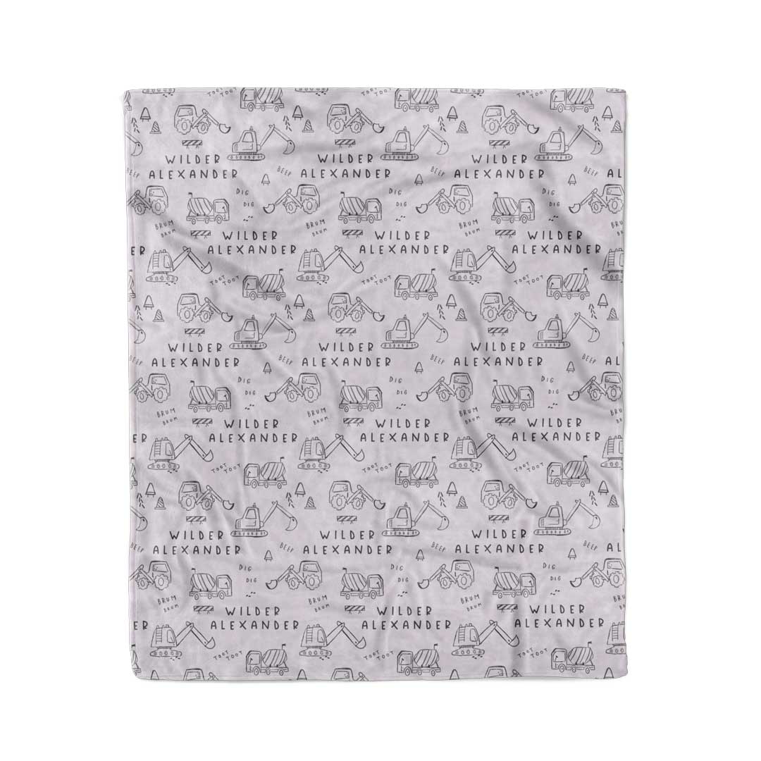 Doodle Dozers Personalized Kids Blanket