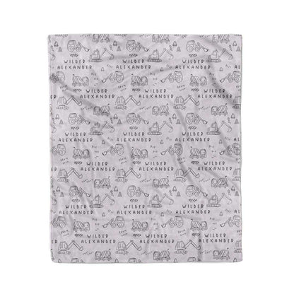 Doodle Dozers Personalized Kids Blanket