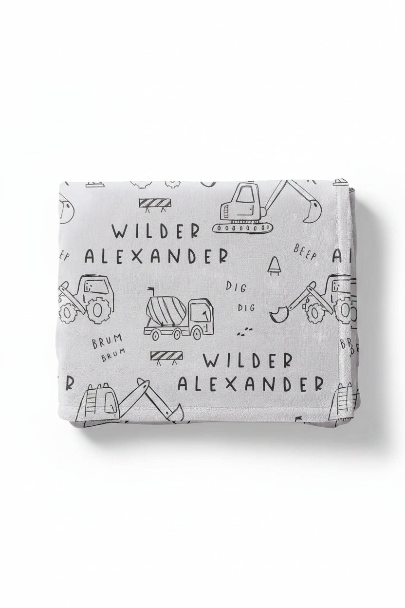 Doodle Dozers Personalized Kids Blanket