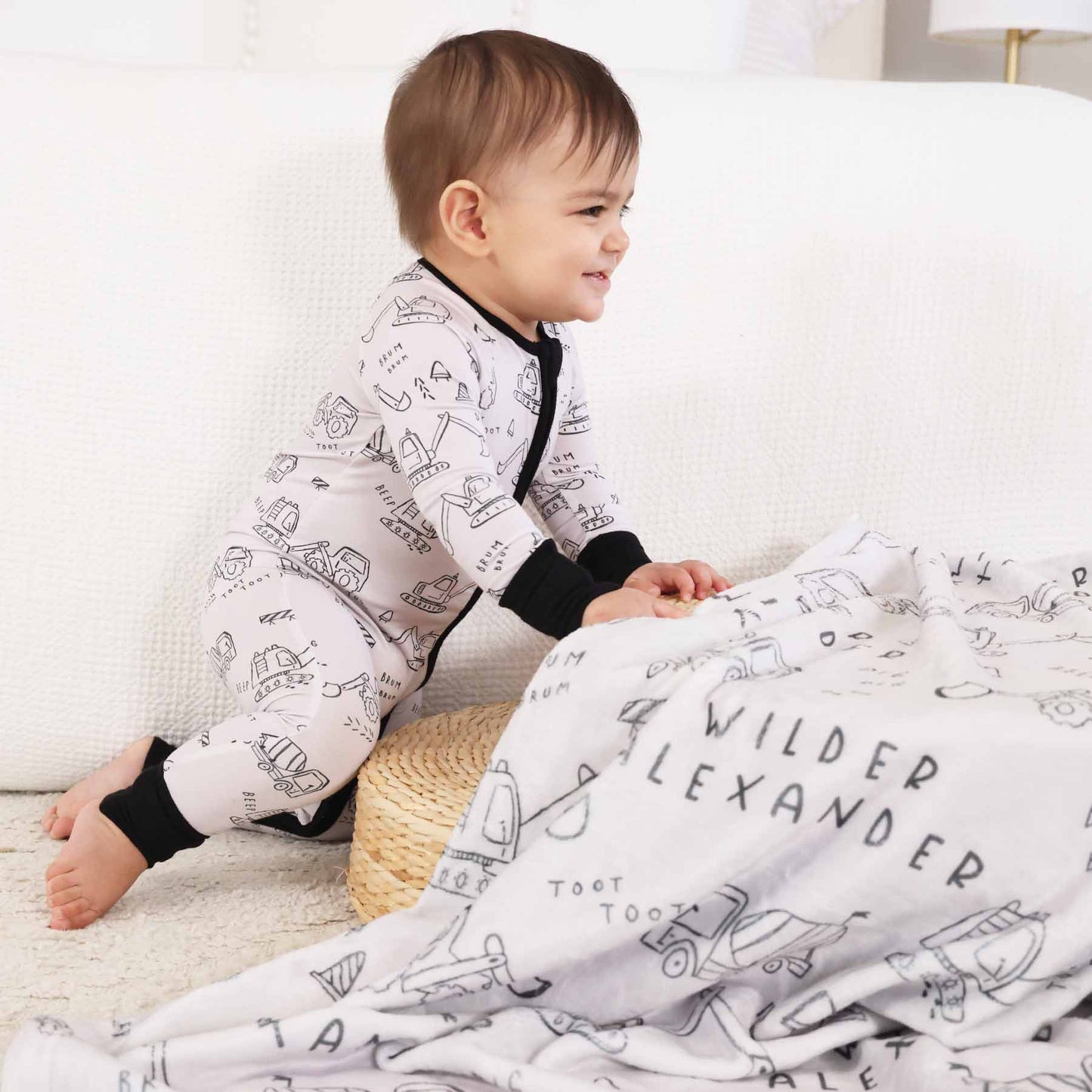 Doodle Dozers Personalized Kids Blanket