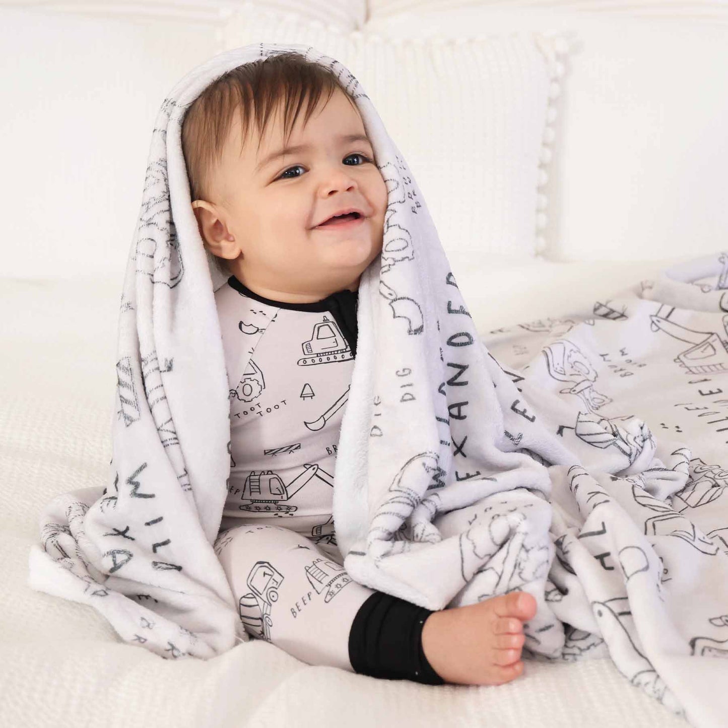 Doodle Dozers Personalized Kids Blanket