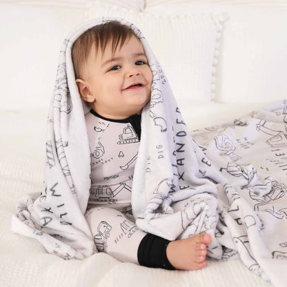 Doodle Dozers Personalized Kids Blanket