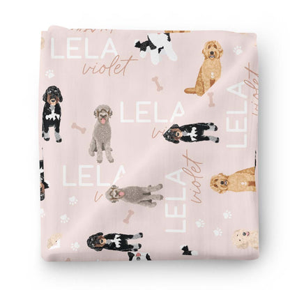 Personalized Baby Name Swaddle Blanket | Dog Breeds