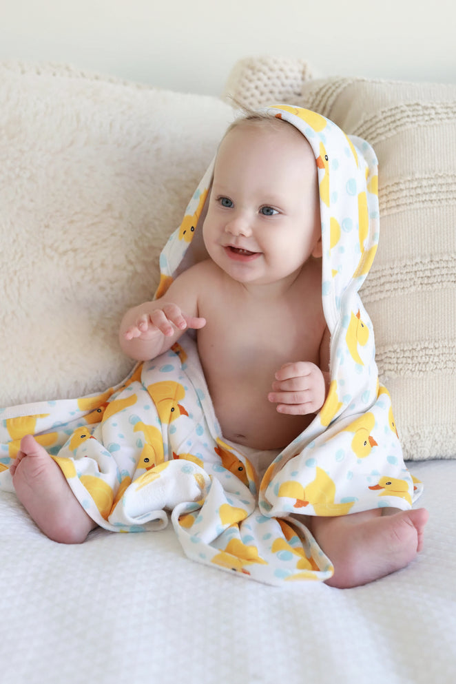 Embroidered Bamboo Hooded Towel | Rubber Ducks