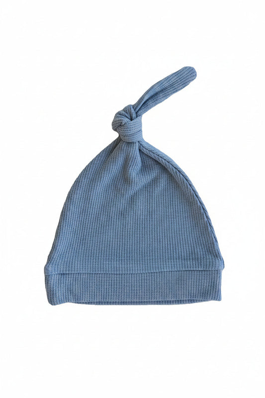 Dusty Denim Bamboo Waffle Knotted Hat
