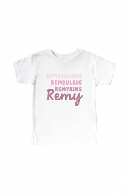Personalized Dusty Rose Nickname Kids Graphic Tee | White