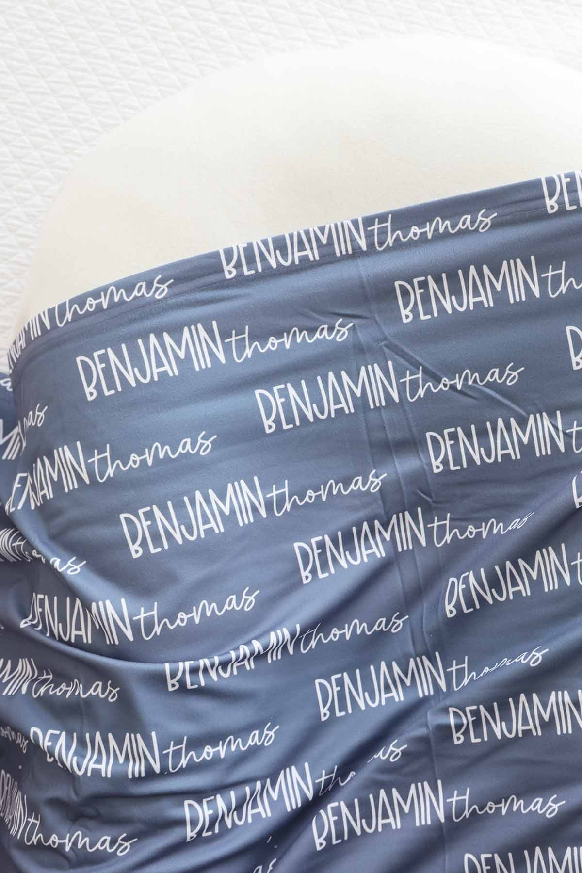 Personalized Baby Name Swaddle Blanket Font Duo | Best Selling Blues