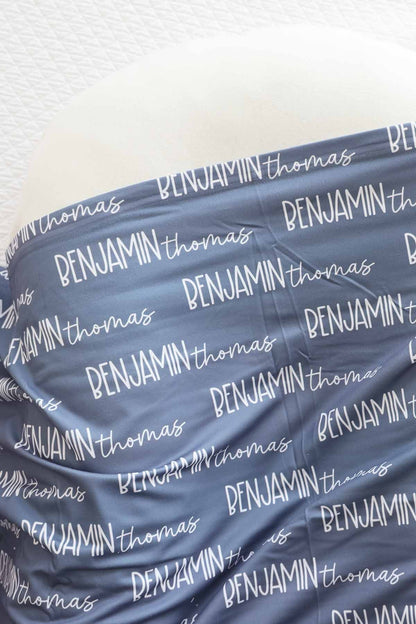 Personalized Baby Name Swaddle Blanket Font Duo | Best Selling Blues