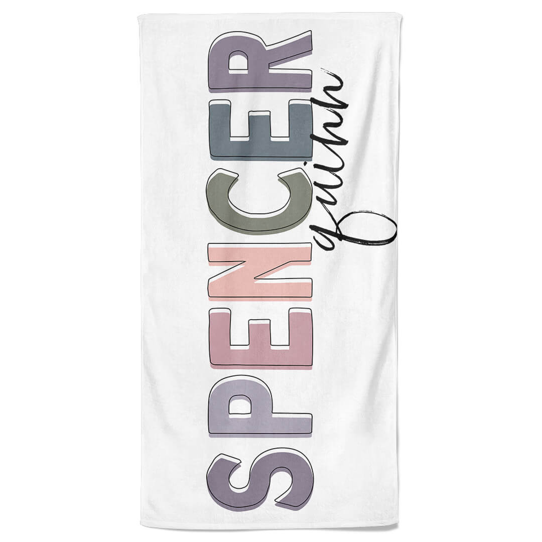 Dusty Hues Color Block Personalized Kids Beach Towel