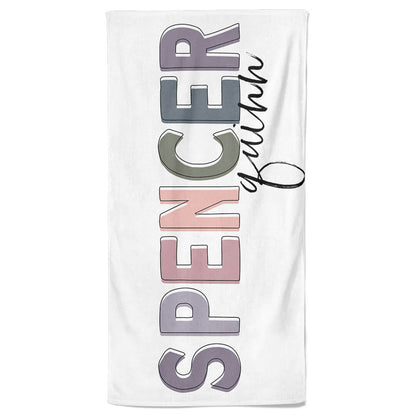 Dusty Hues Color Block Personalized Kids Beach Towel