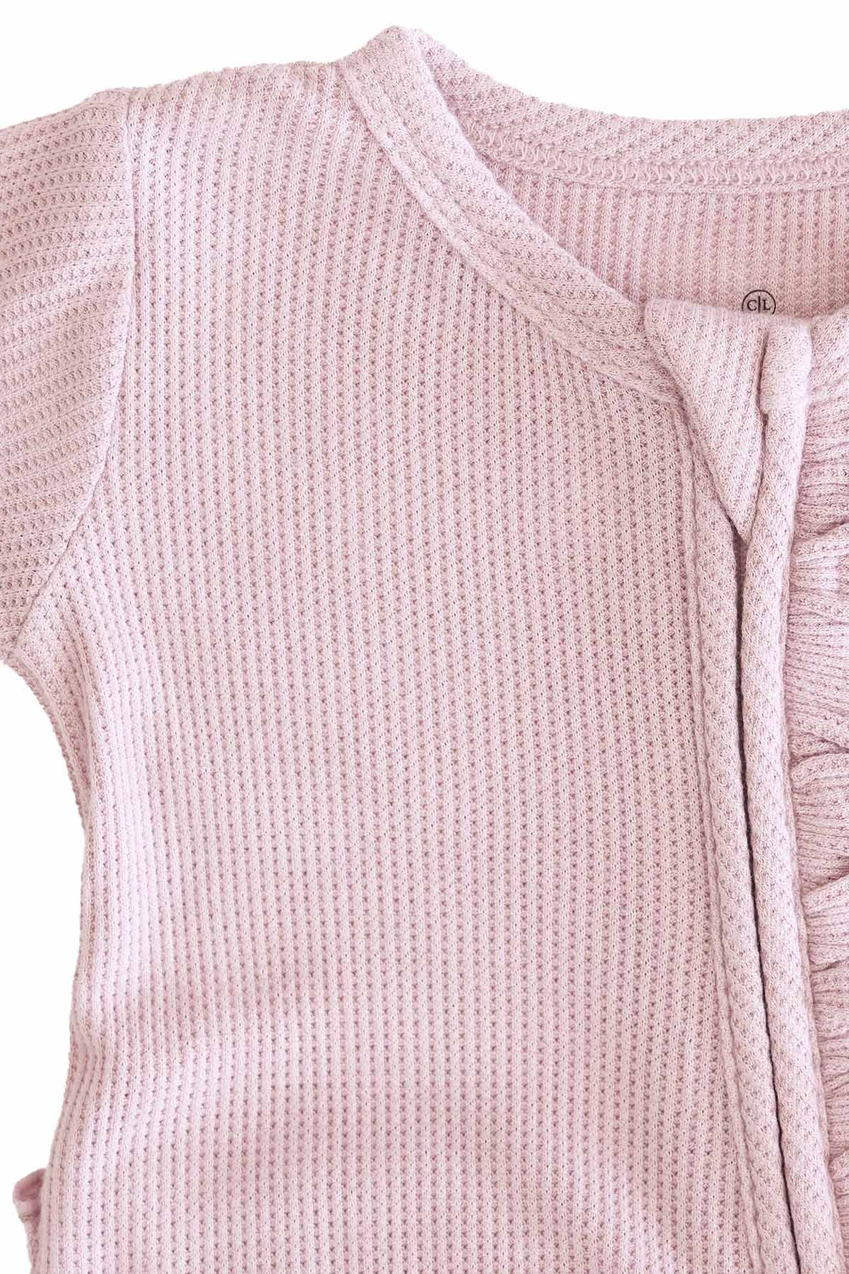 Embroidered Bamboo Waffle Zipper Ruffle Footies | In Bloom