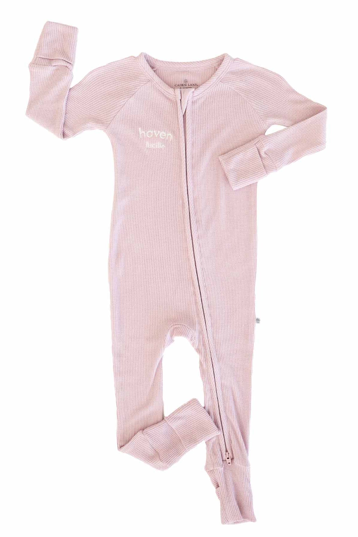 Embroidered Bamboo Waffle Convertible Zip Romper | Elderberry