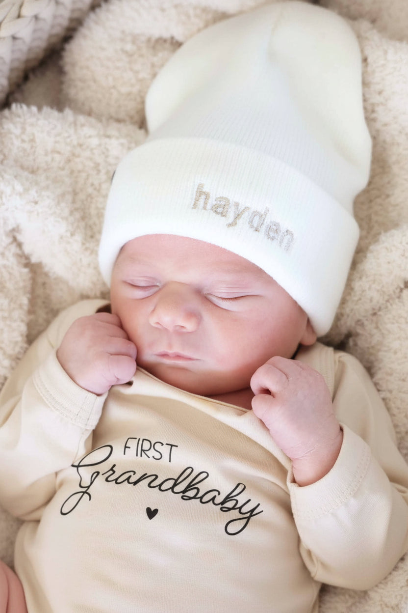 Embroidered Knit Baby Beanie