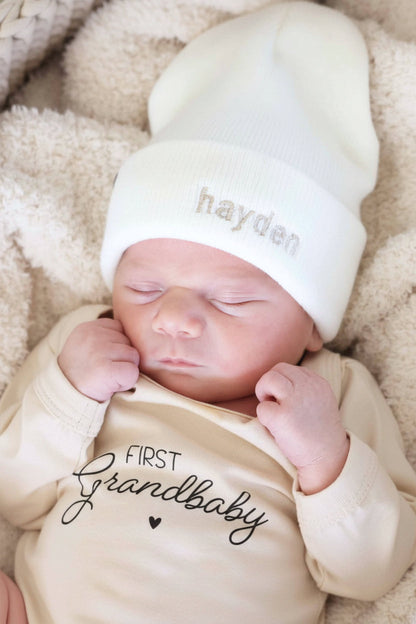 Embroidered Knit Baby Beanie