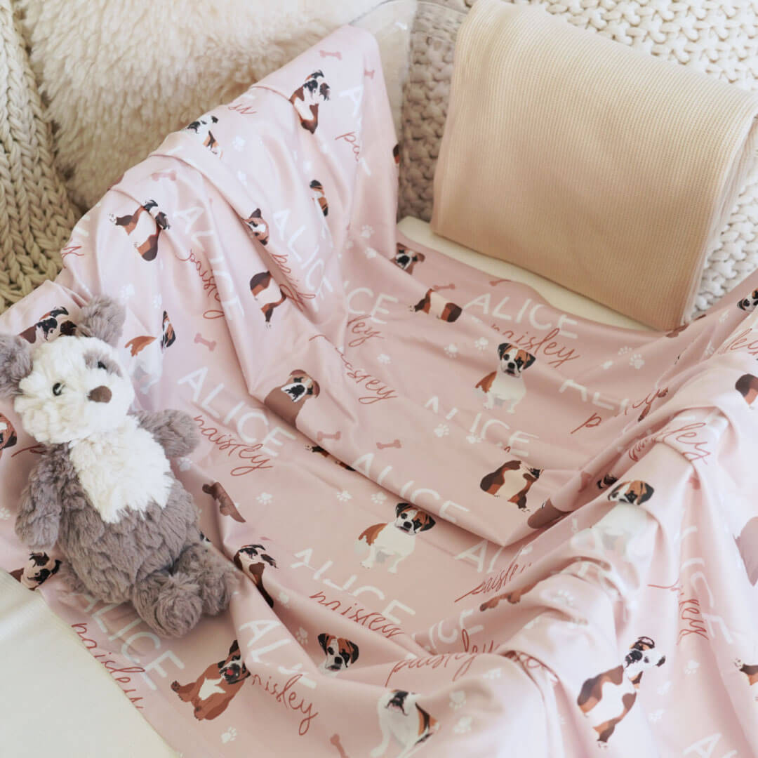 Personalized Baby Name Swaddle Blanket | Dog Breeds