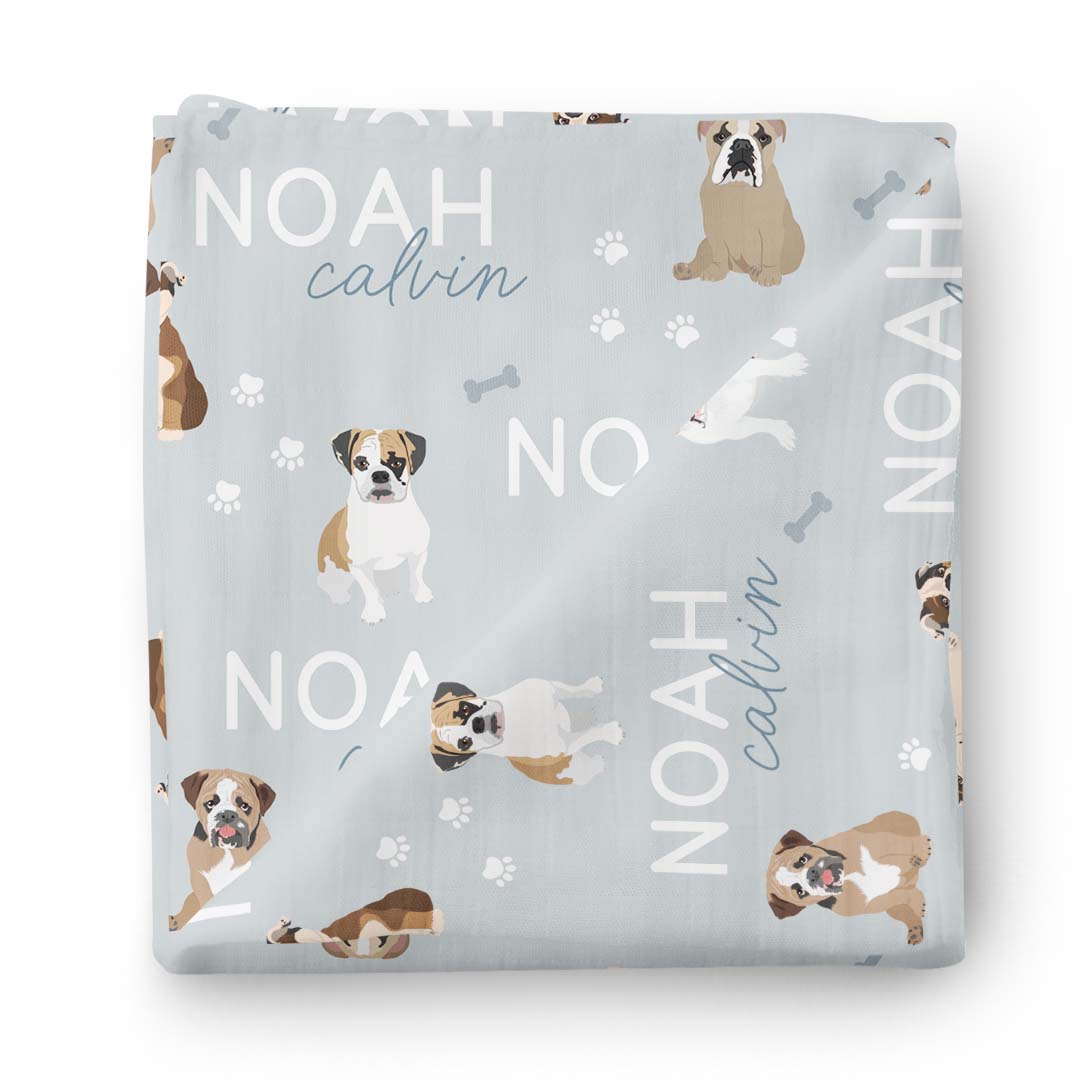 Personalized Baby Name Swaddle Blanket | Dog Breeds