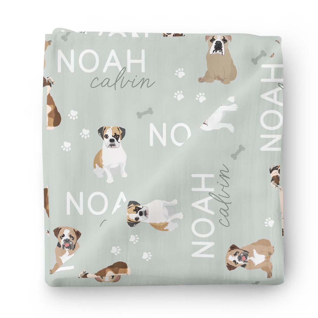 Personalized Baby Name Swaddle Blanket | Dog Breeds