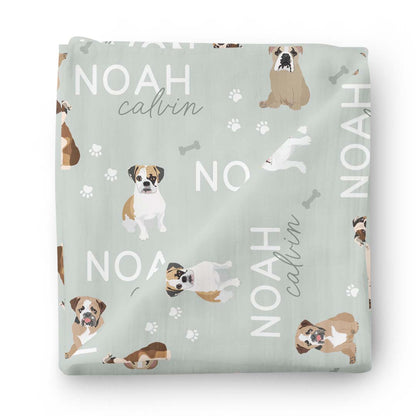 Personalized Baby Name Swaddle Blanket | Dog Breeds