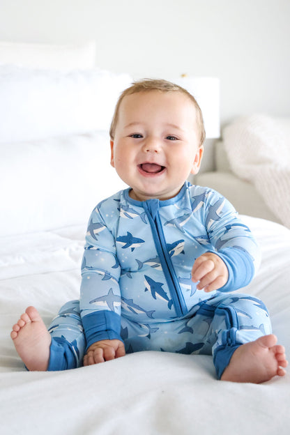 Convertible Bamboo Zip Romper | Fin Friends