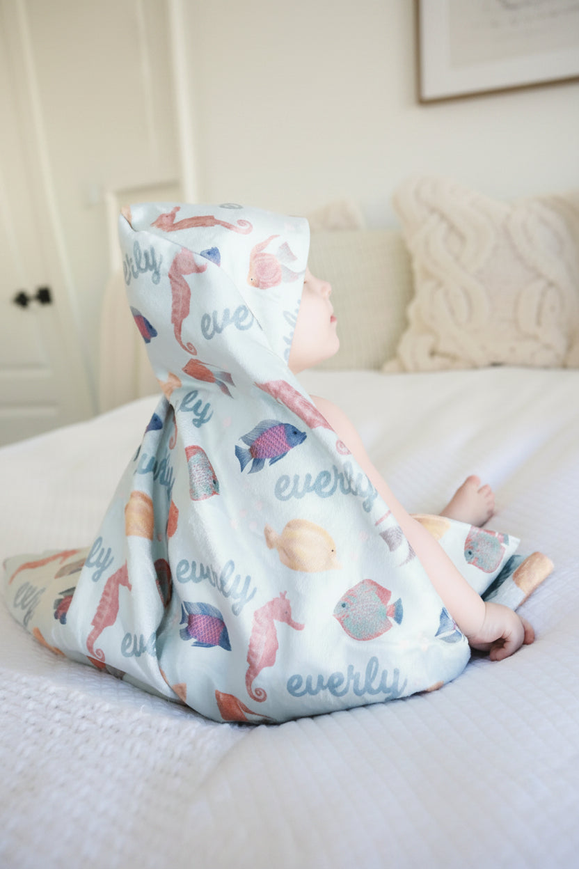 Personalized Hooded Towel | Tropical Fish